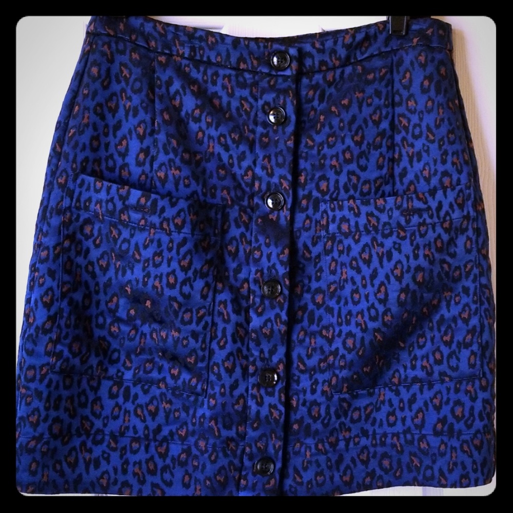 Dark Blue and cheetah print mini skirt